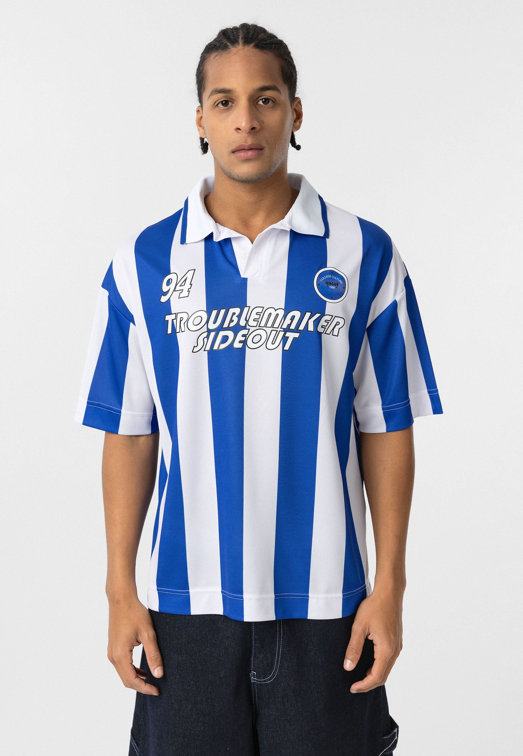 Oversized Polo-Collar Jersey T-Shirt – Sport Luxe in Black, Green, Blue, Red & Grey