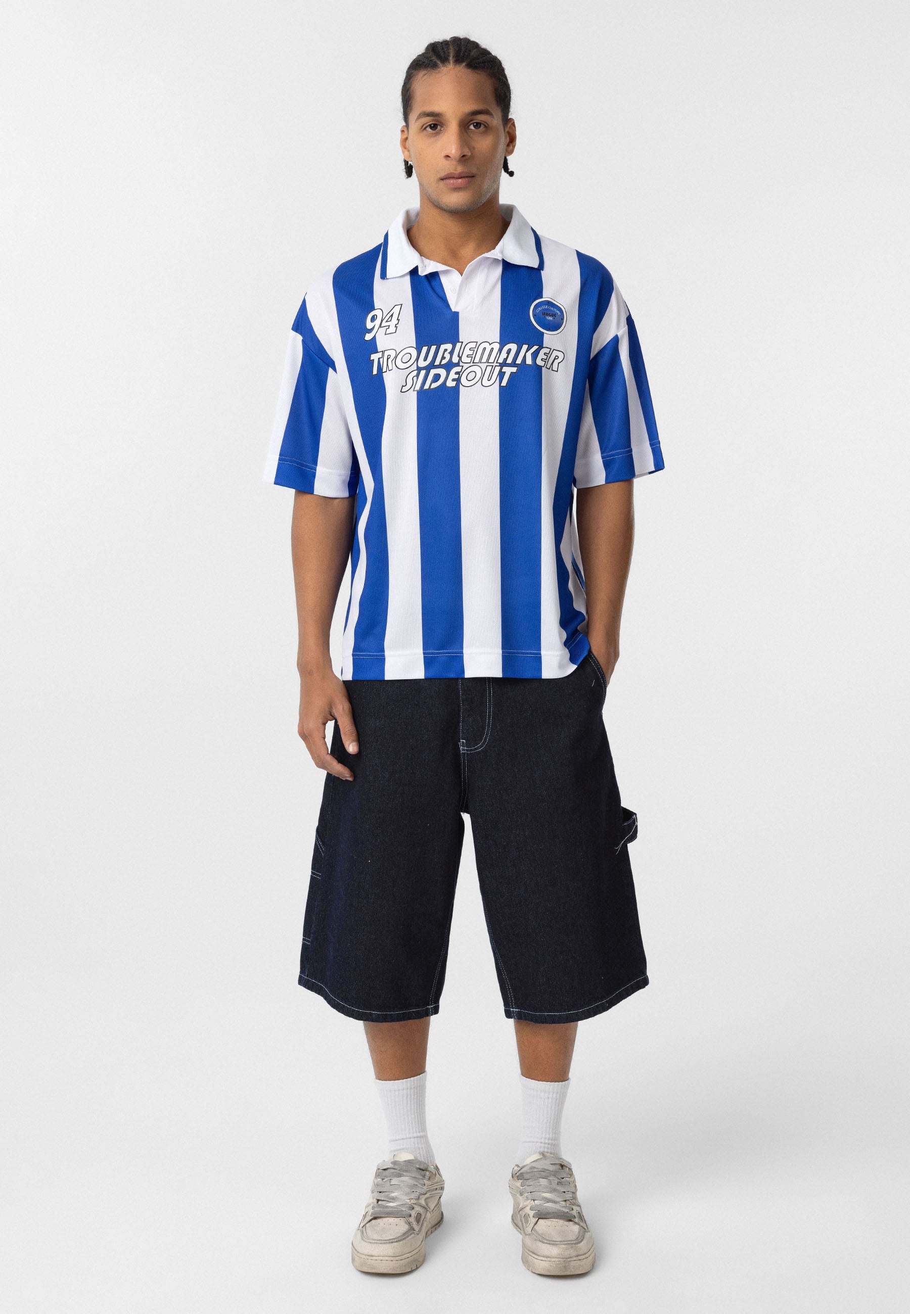 Oversized Polo-Collar Jersey T-Shirt – Sport Luxe in Black, Green, Blue, Red & Grey