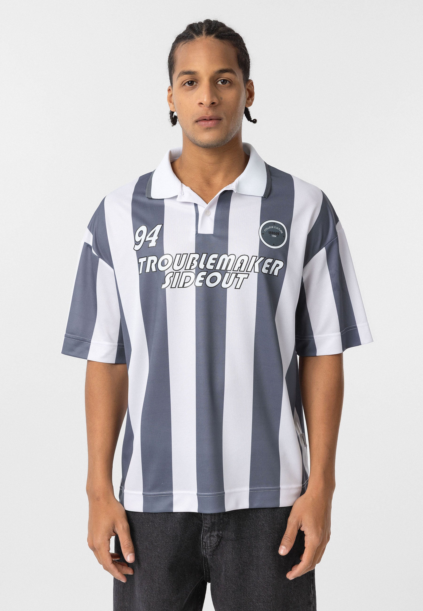 Oversized Polo-Collar Jersey T-Shirt – Sport Luxe in Black, Green, Blue, Red & Grey