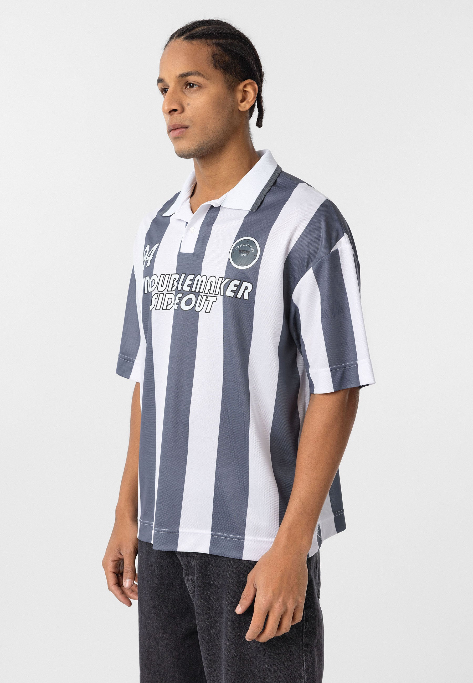 Oversized Polo-Collar Jersey T-Shirt – Sport Luxe in Black, Green, Blue, Red & Grey