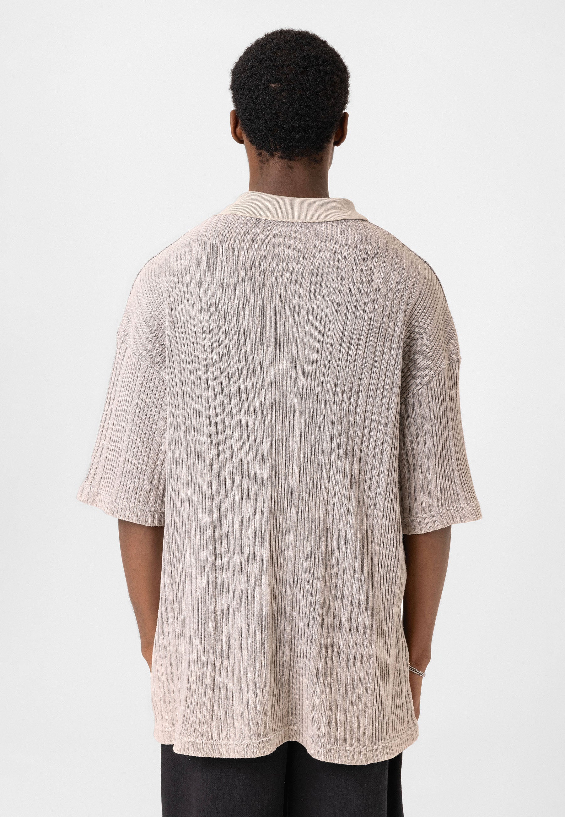 Oversized Knit Polo-Collar Top – Elevated Comfort with Clean Minimalism