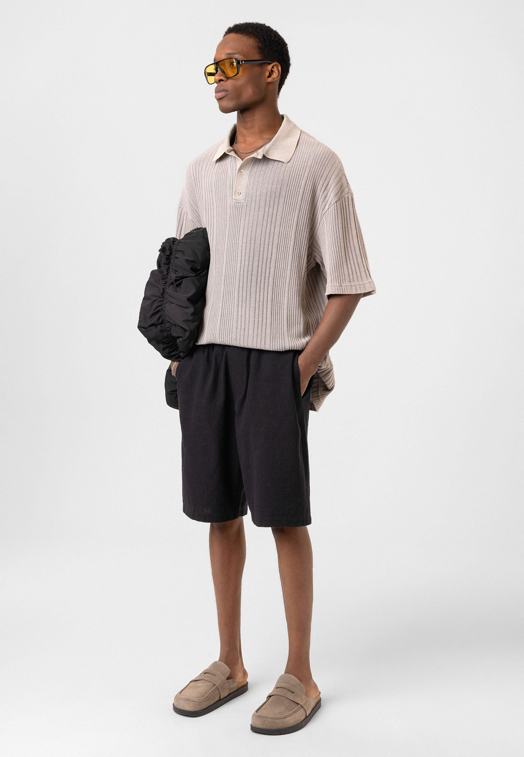 Oversized Knit Polo-Collar Top – Elevated Comfort with Clean Minimalism