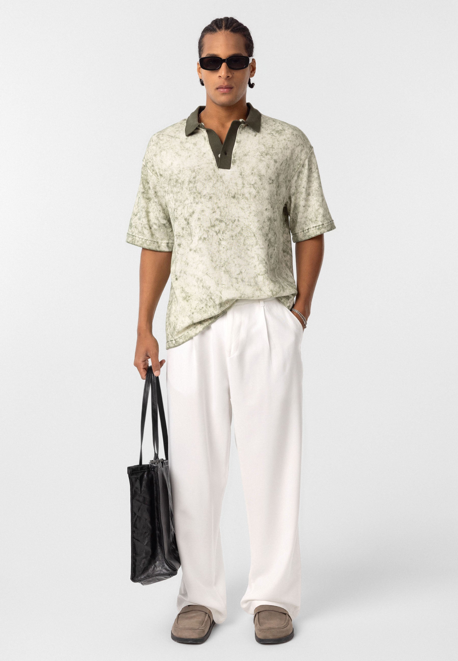 Washed Oversize Polo-Collar T-shirts – Available in 4 Essential Shades