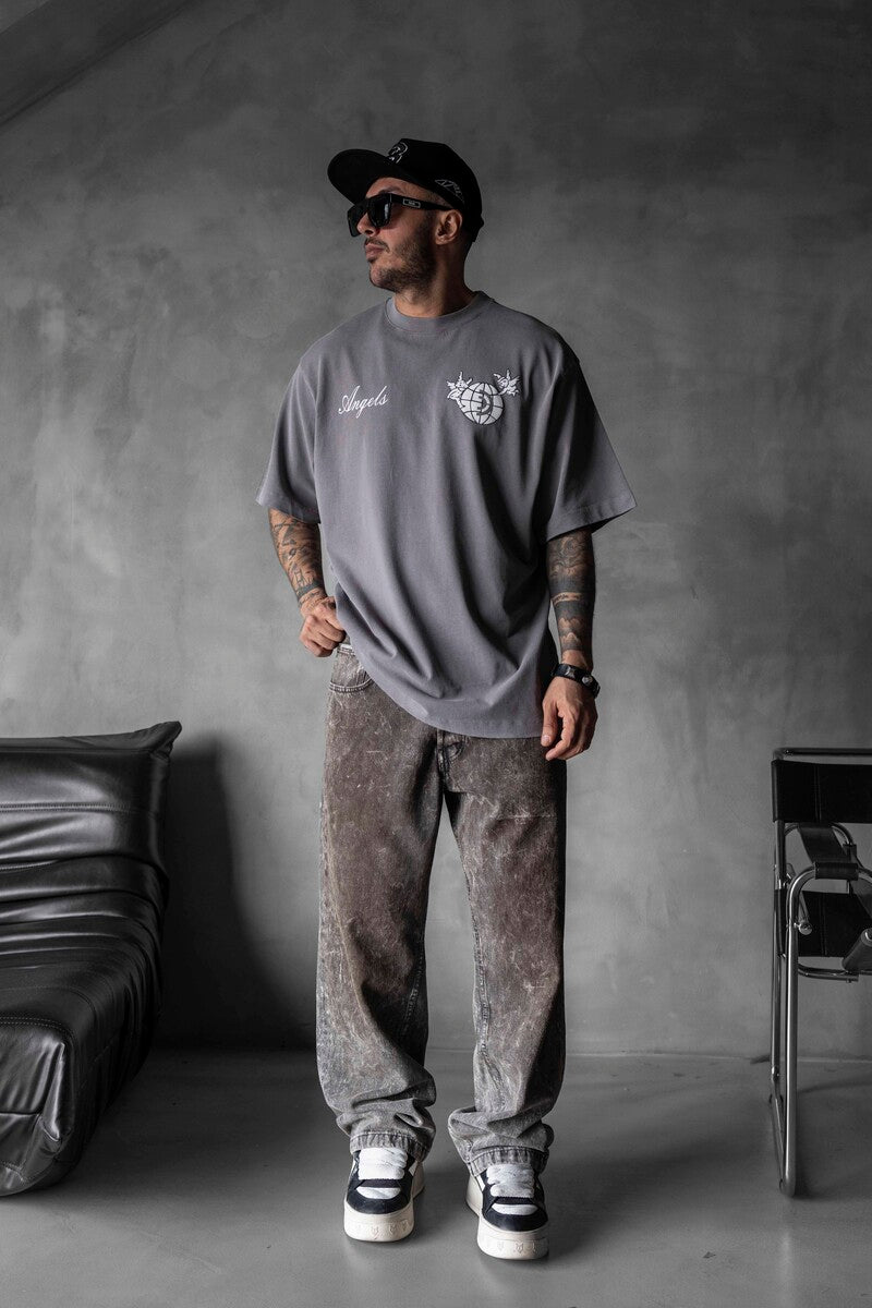 ANGELS PRINTED WASHED T-SHIRT GRAY 1830