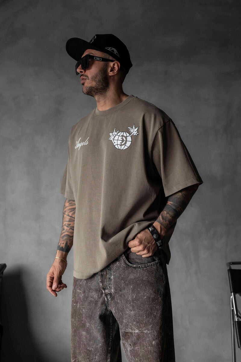 ANGELS PRINTED WASHED T-SHIRT GREEN 1830