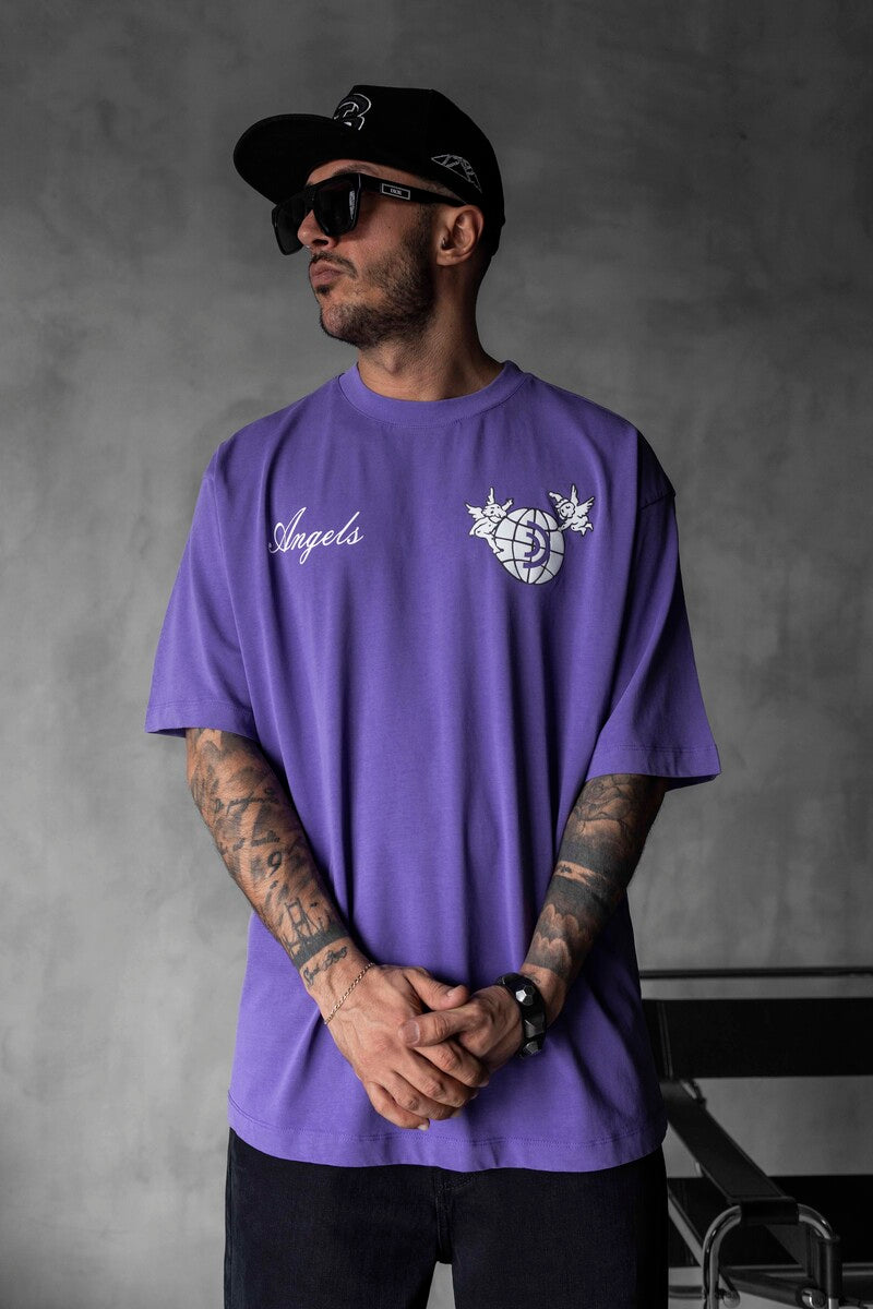 ANGELS PRINTED WASHED T-SHIRT PURPLE 1830
