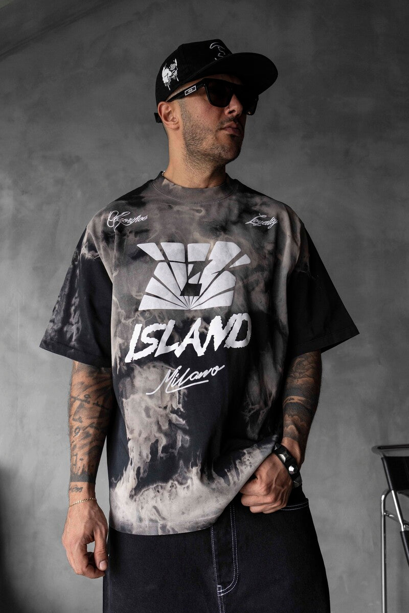 Black Island Milano Bold Logo Black Oversized T-Shirt 1861