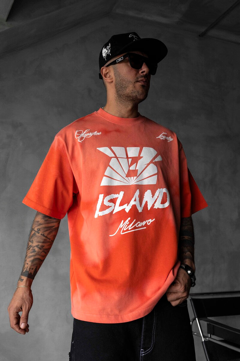 Black Island Milano Bold Logo Orange Oversized T-Shirt 1861