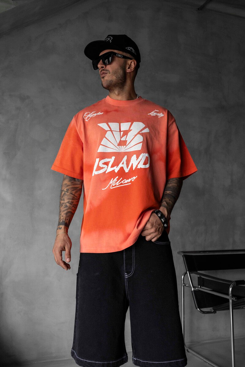 Black Island Milano Bold Logo Orange Oversized T-Shirt 1861