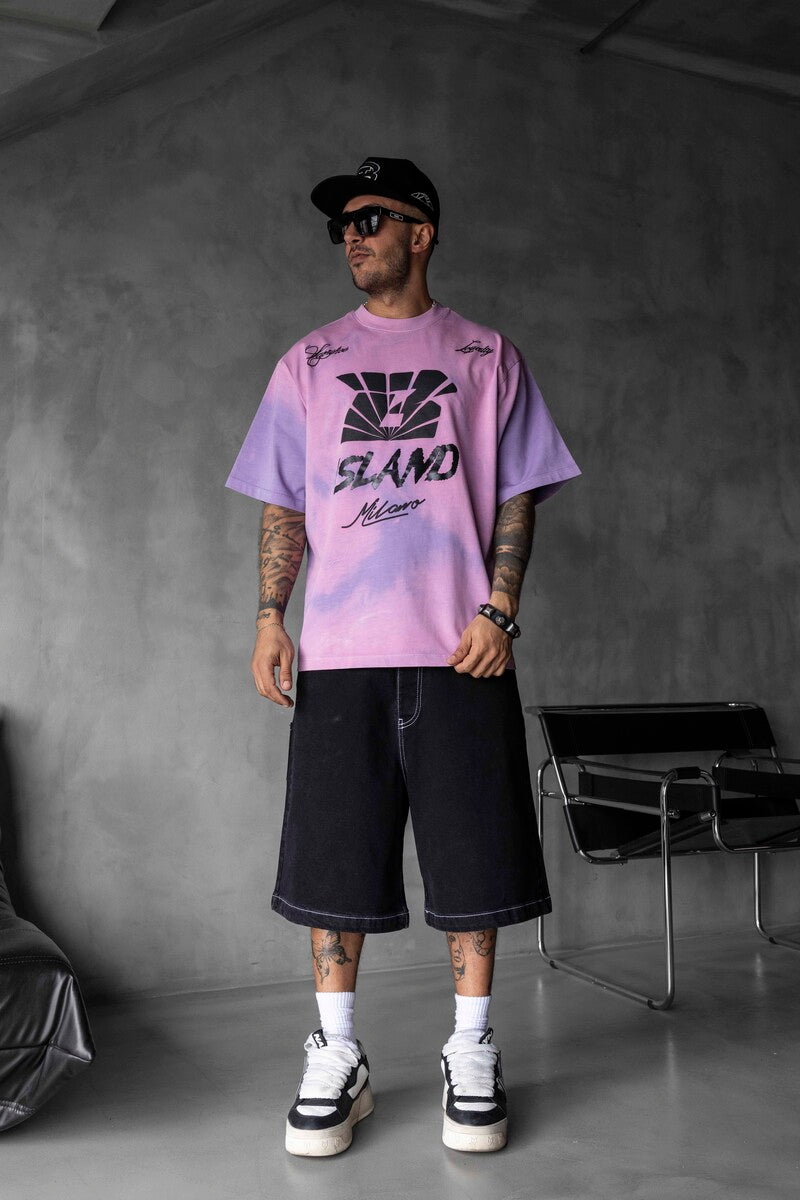 Black Island Milano Bold Logo Purple Oversized T-Shirt 1861