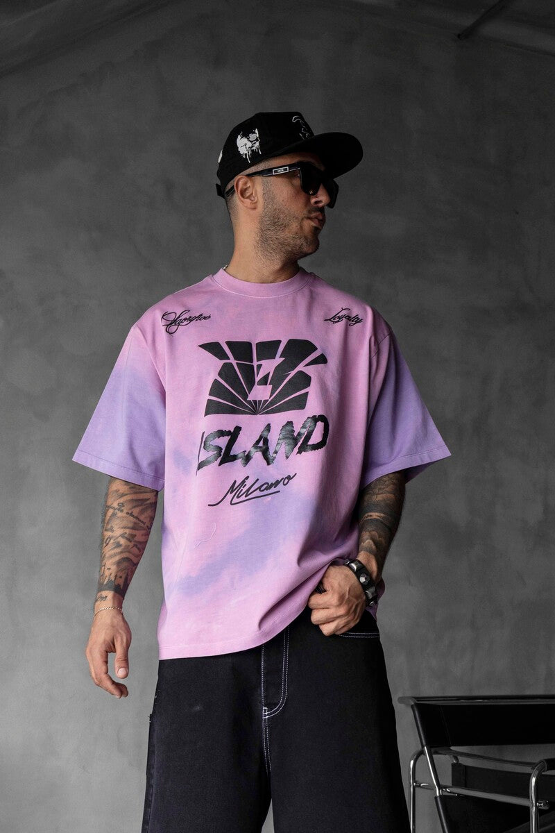 Black Island Milano Bold Logo Purple Oversized T-Shirt 1861