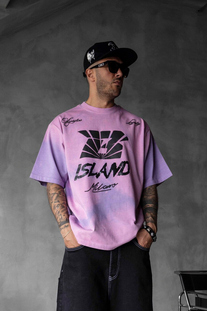 Black Island Milano Bold Logo Purple Oversized T-Shirt 1861