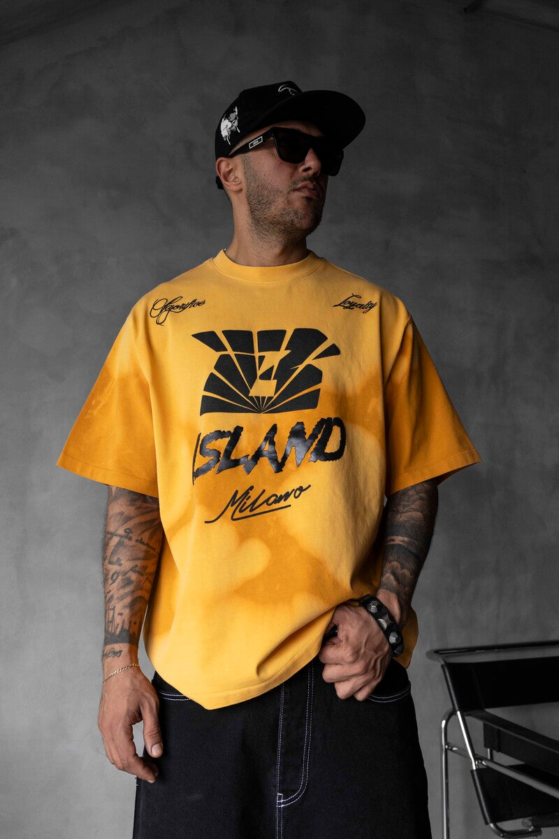 Black Island Milano Bold Logo Yellow Oversized T-Shirt 1861