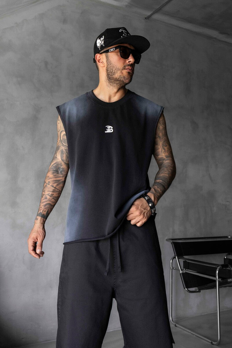 B Printed Black Singlet 1884