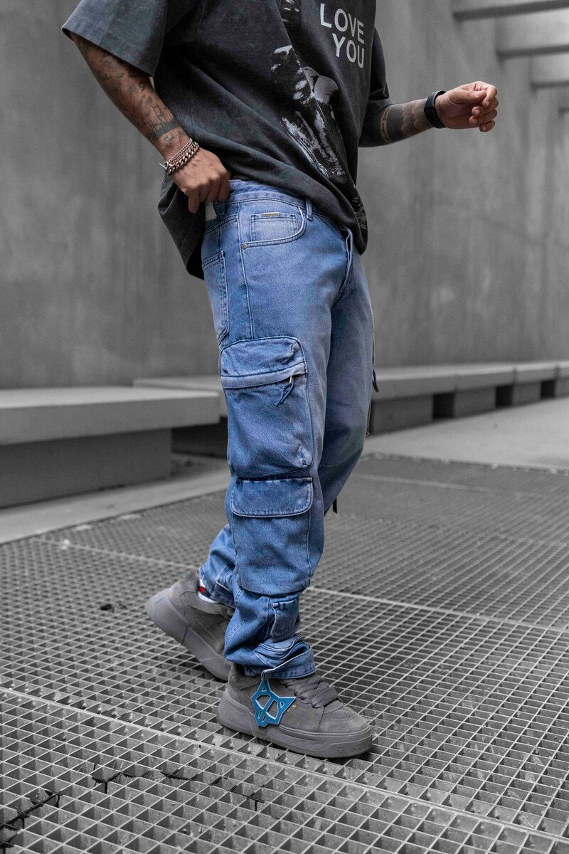 Baggy Blue Cargo Pants 16787