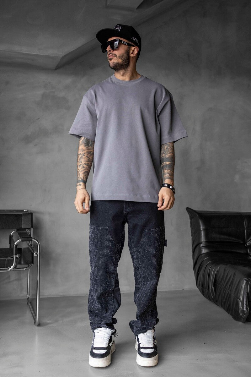 Basic Oversize Gray T-shirt- 1840