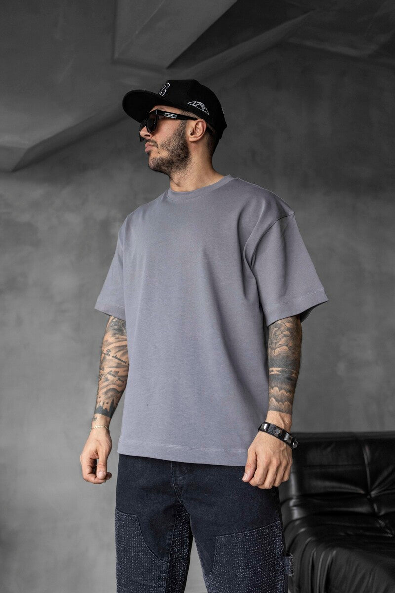 Basic Oversize Gray T-shirt- 1840