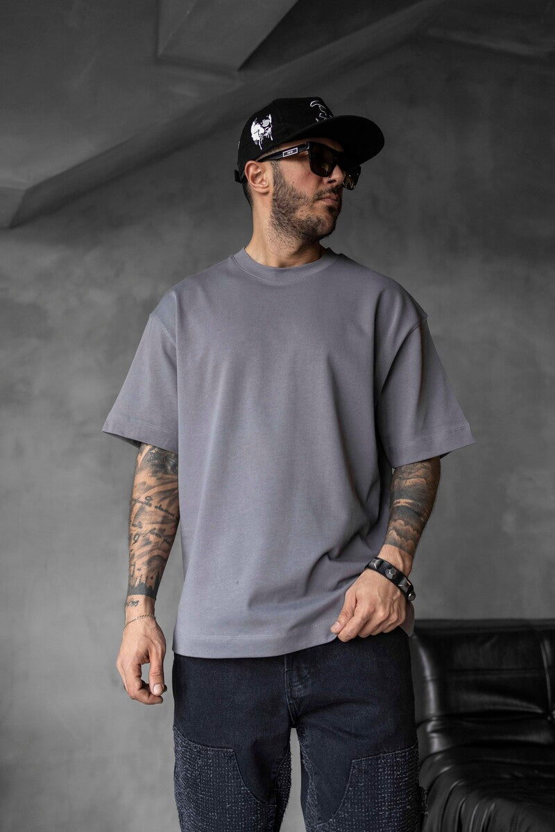 Basic Oversize Gray T-shirt- 1840