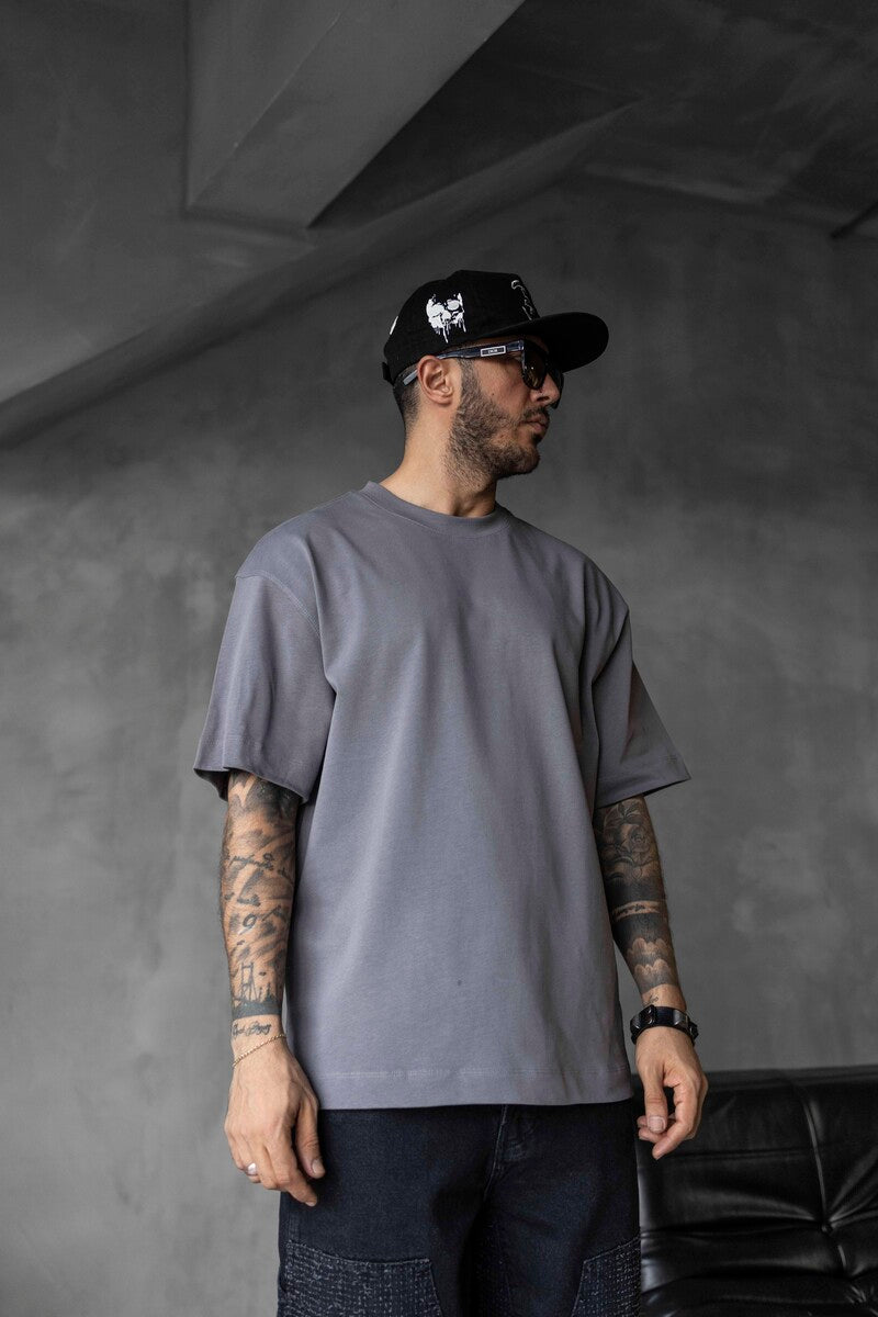 Basic Oversize Gray T-shirt- 1840