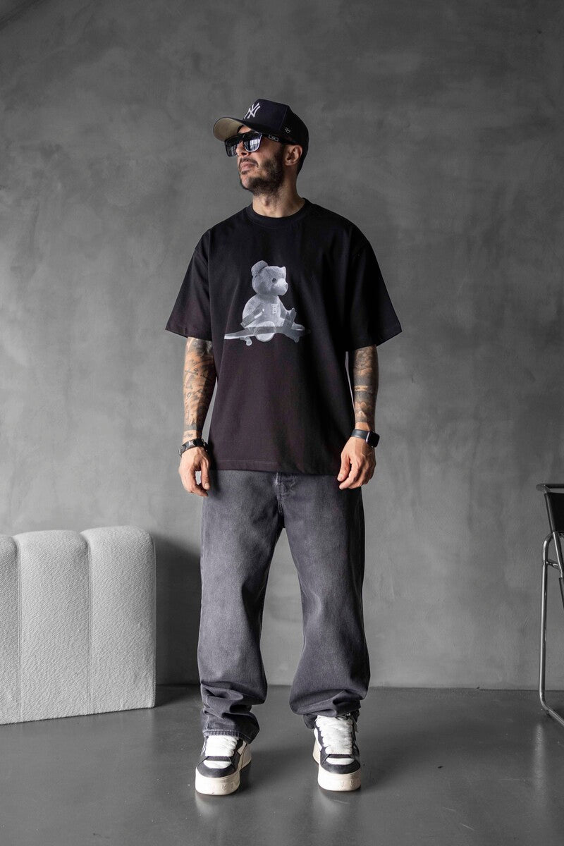 BEAR PRINTED T-SHIRT BLACK 1757