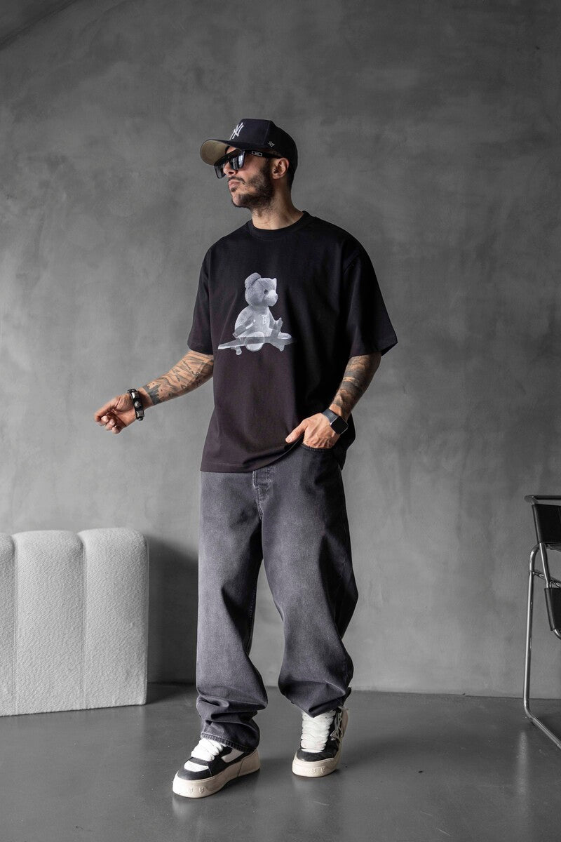 BEAR PRINTED T-SHIRT BLACK 1757
