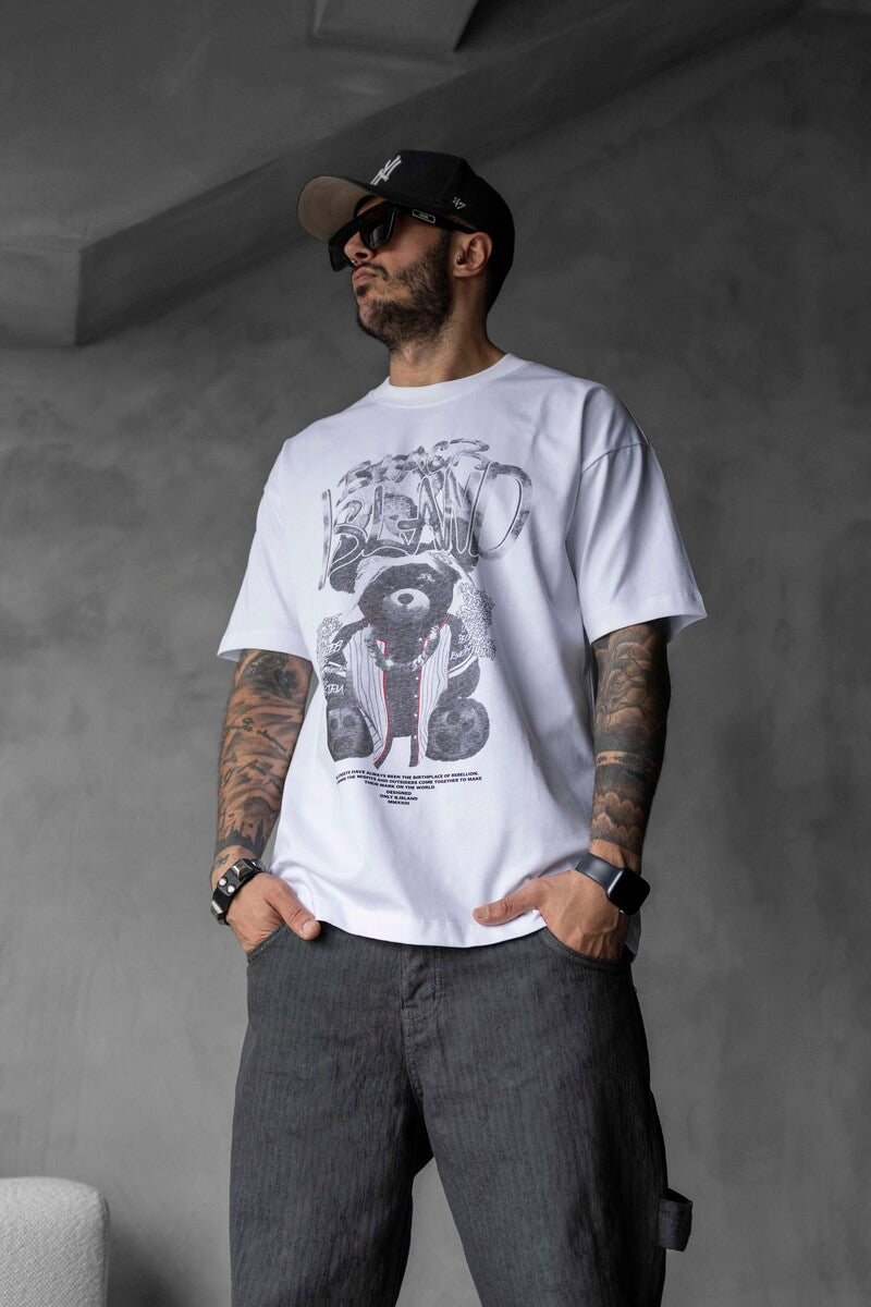 BLACK ISLAND BEAR PRINTED T-SHIRT WHITE 1729