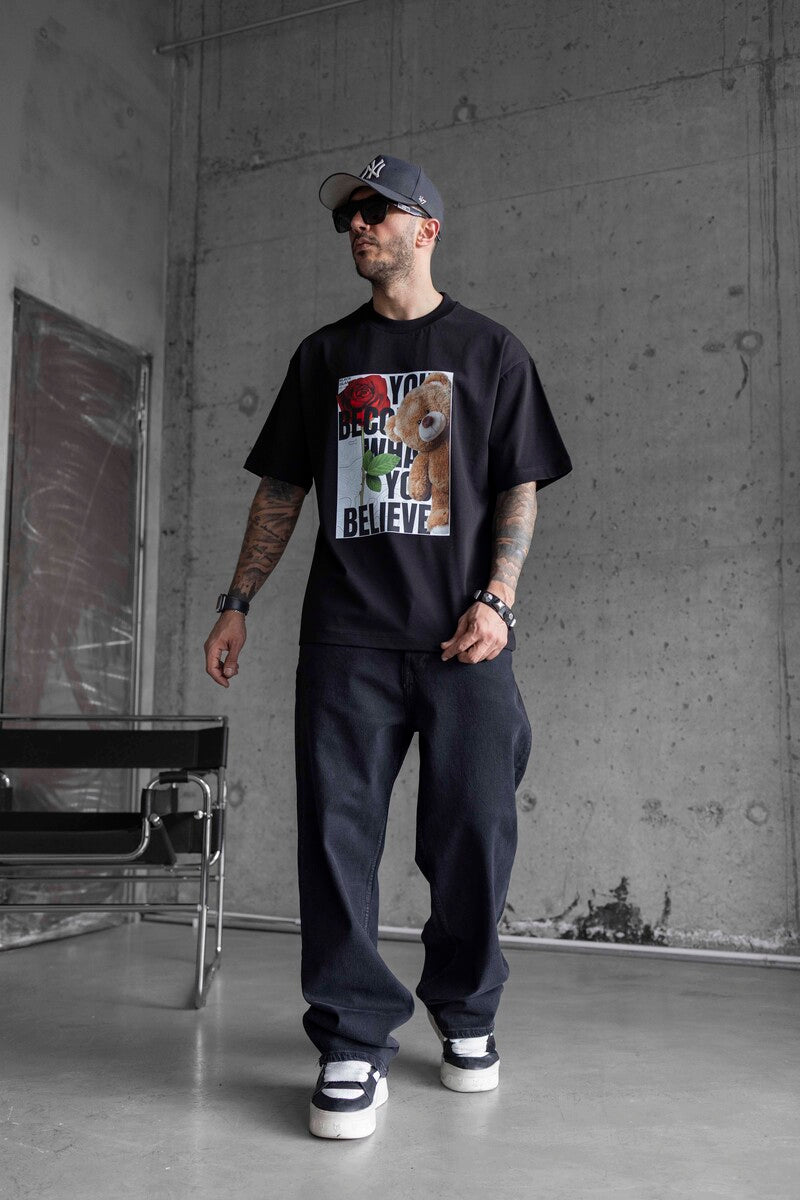 BEAR PRINTED T-SHIRT BLACK 1750