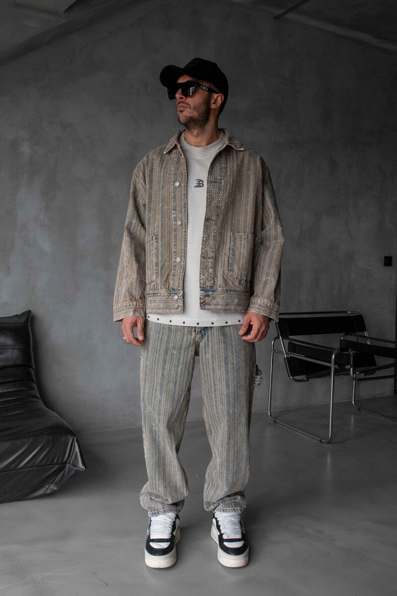 BEIGE JEANS JACKET SETS 17070