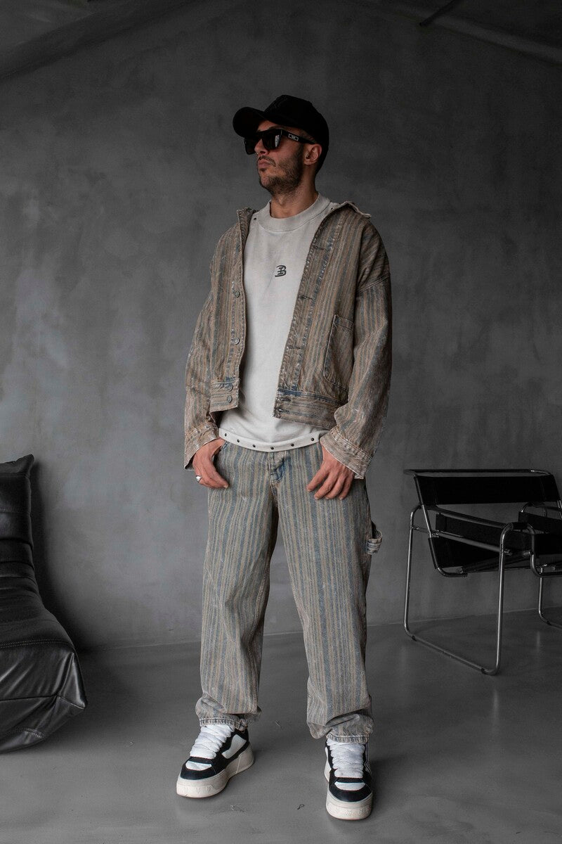 BEIGE JEANS JACKET SETS 17070