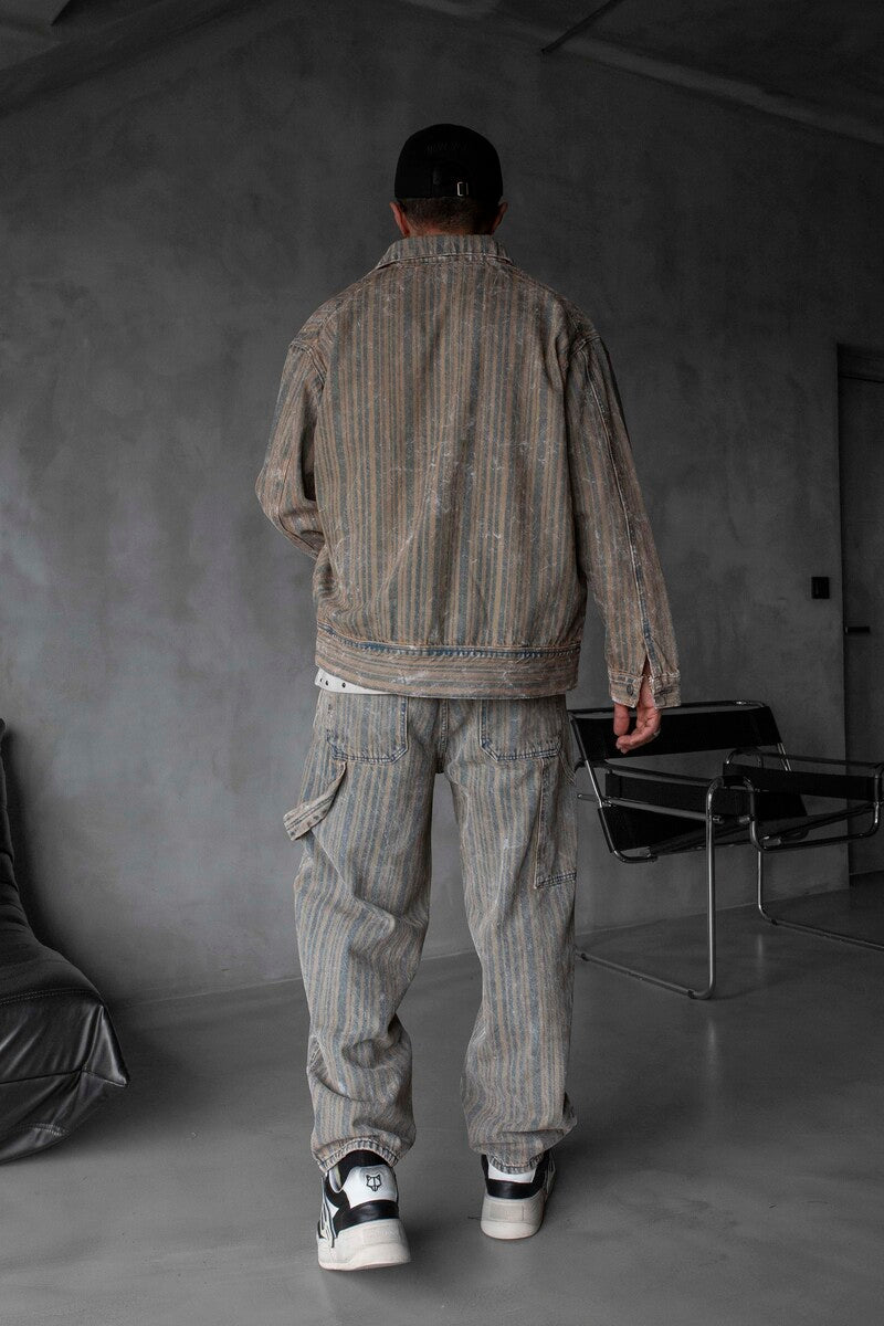 BEIGE JEANS JACKET SETS 17070