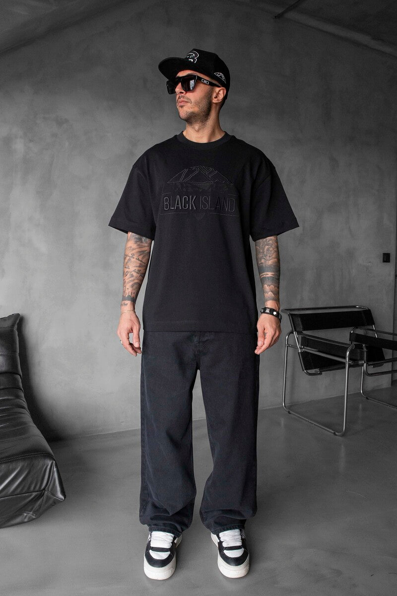 Black Island Logo Printed Black T-shirt 1842
