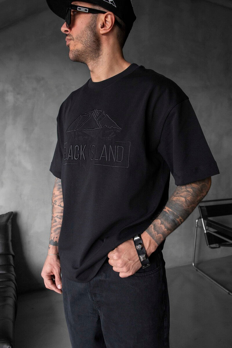 Black Island Logo Printed Black T-shirt 1842