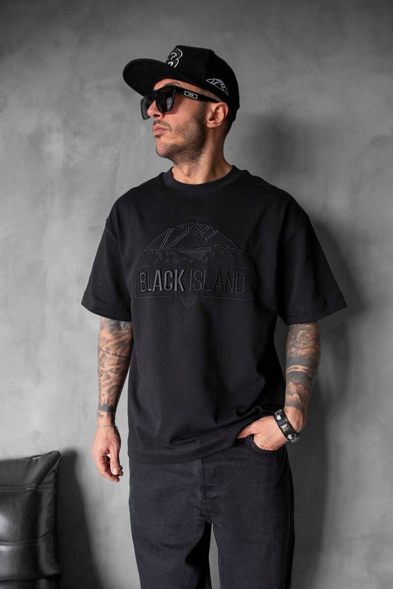 Black Island Logo Printed Black T-shirt 1842