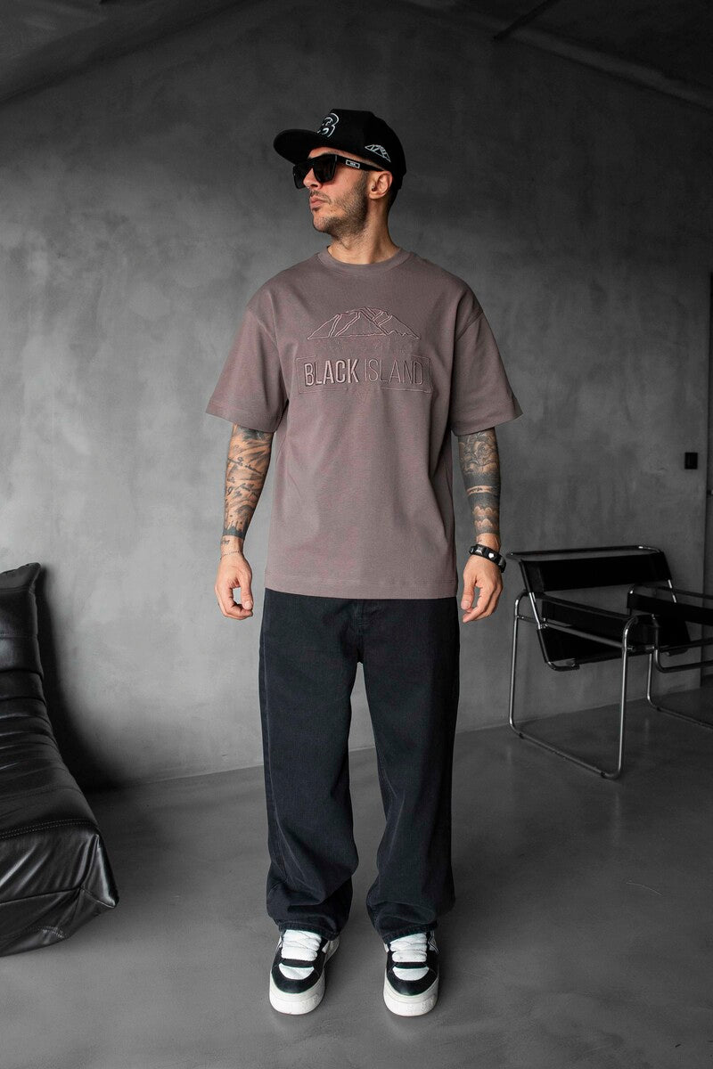 Black Island Logo Printed Brown T-shirt 1842