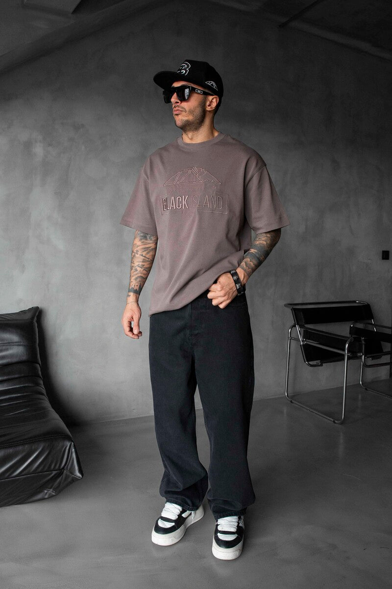 Black Island Logo Printed Brown T-shirt 1842