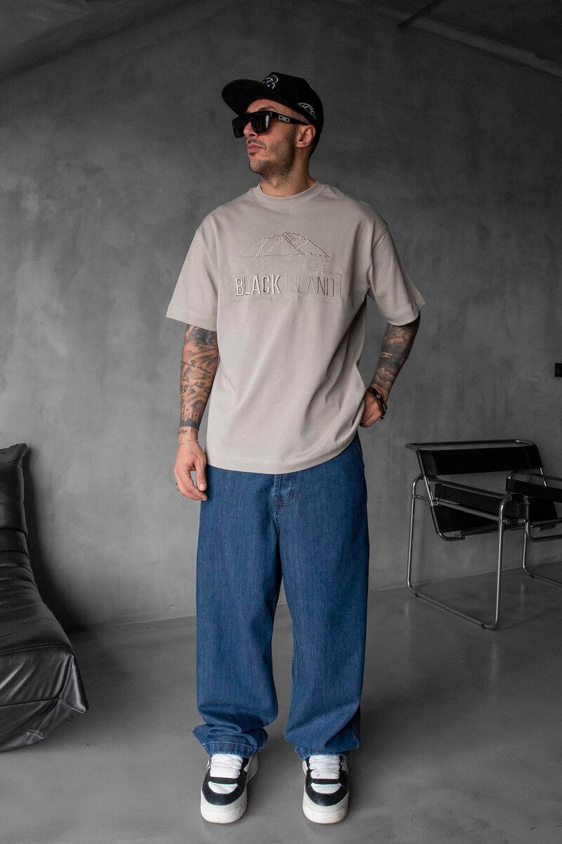 Black Island Logo Printed Light Brown T-shirt 1842