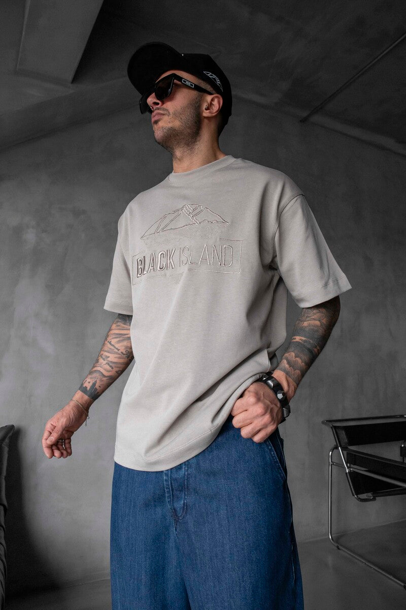 Black Island Logo Printed Light Brown T-shirt 1842