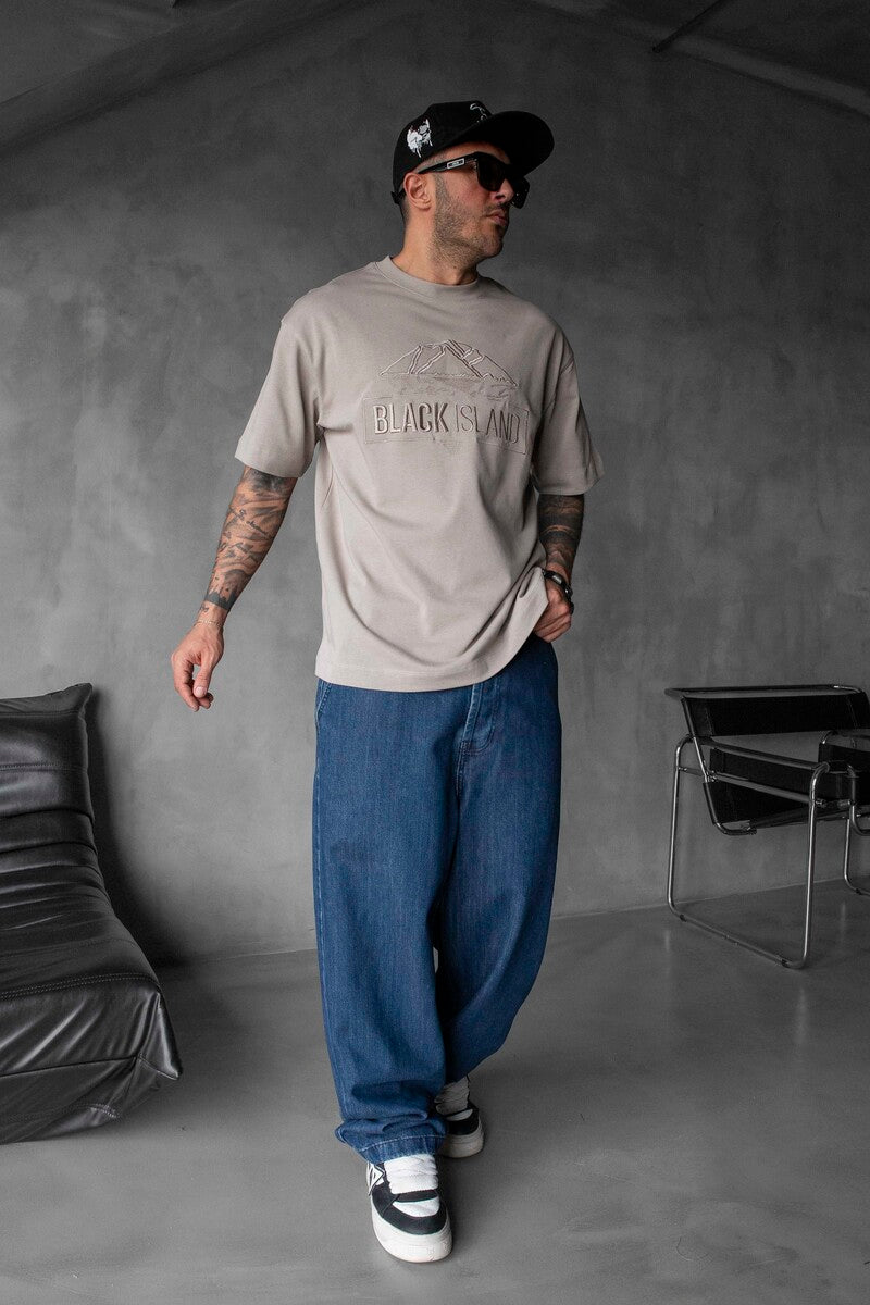 Black Island Logo Printed Light Brown T-shirt 1842