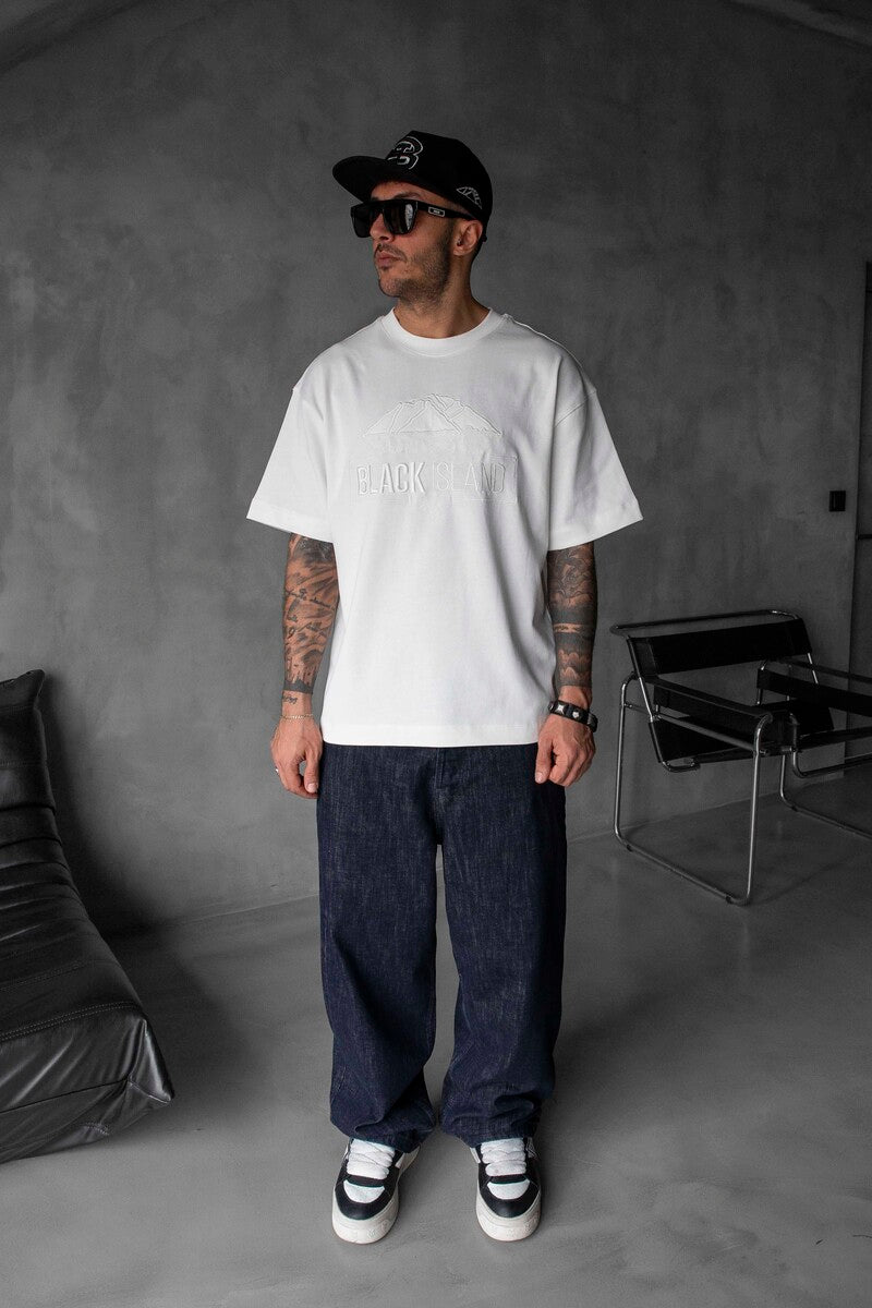Black Island Logo Printed White T-shirt 1842