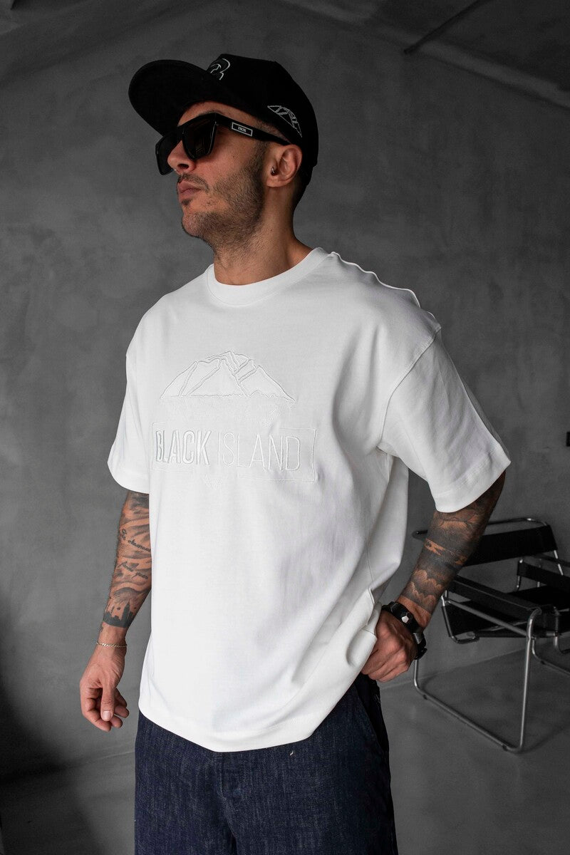 Black Island Logo Printed White T-shirt 1842