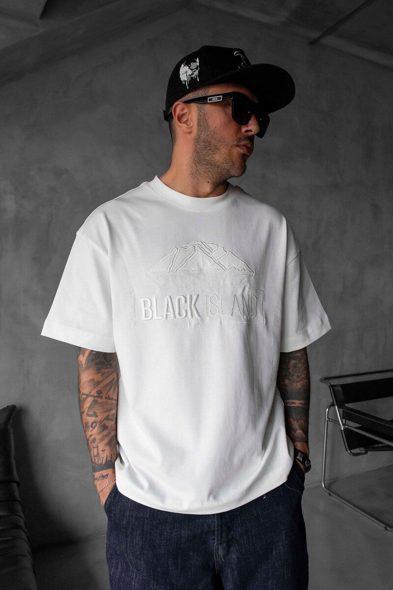 Black Island Logo Printed White T-shirt 1842