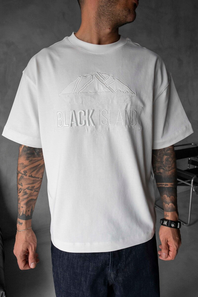 Black Island Logo Printed White T-shirt 1842