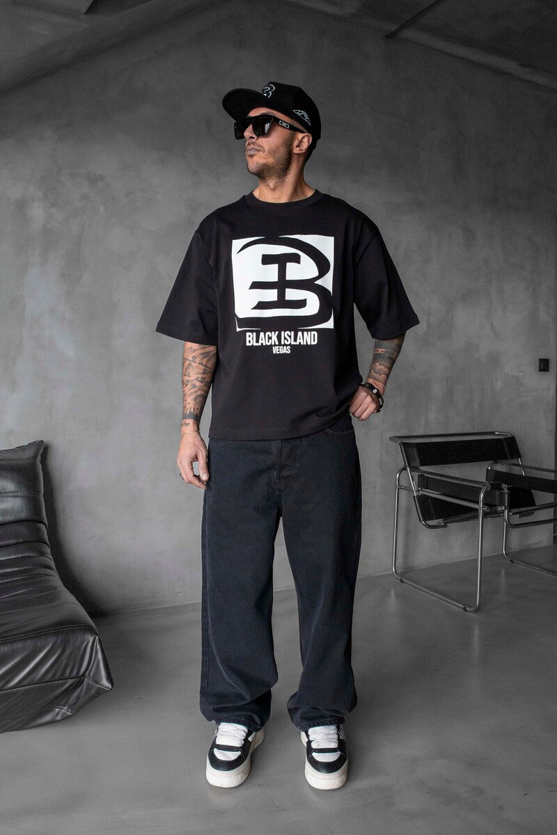 Black Island Printed Black T-shirt 1829