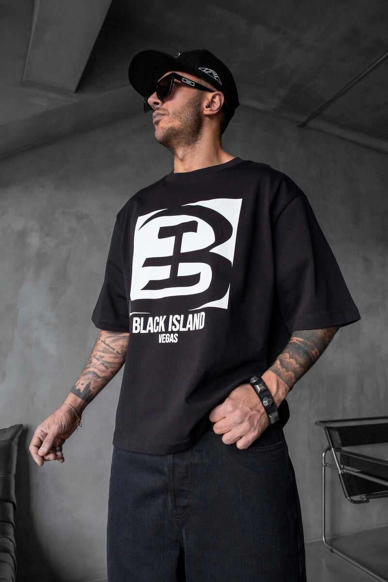 Black Island Printed Black T-shirt 1829