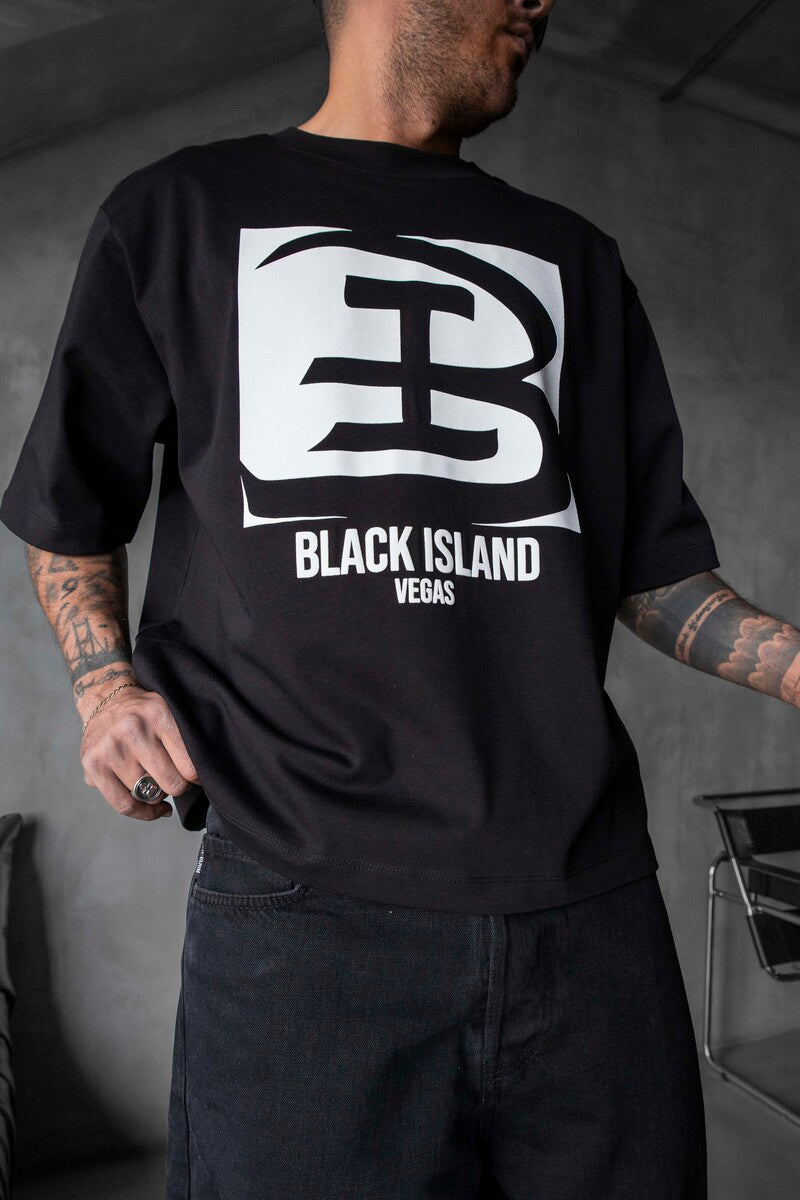 Black Island Printed Black T-shirt 1829