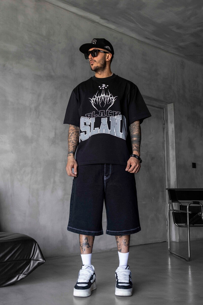 Black Island Printed Black T-shirt 1890