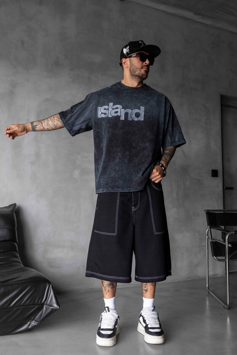 Black Island Printed Black T-shirt 1898