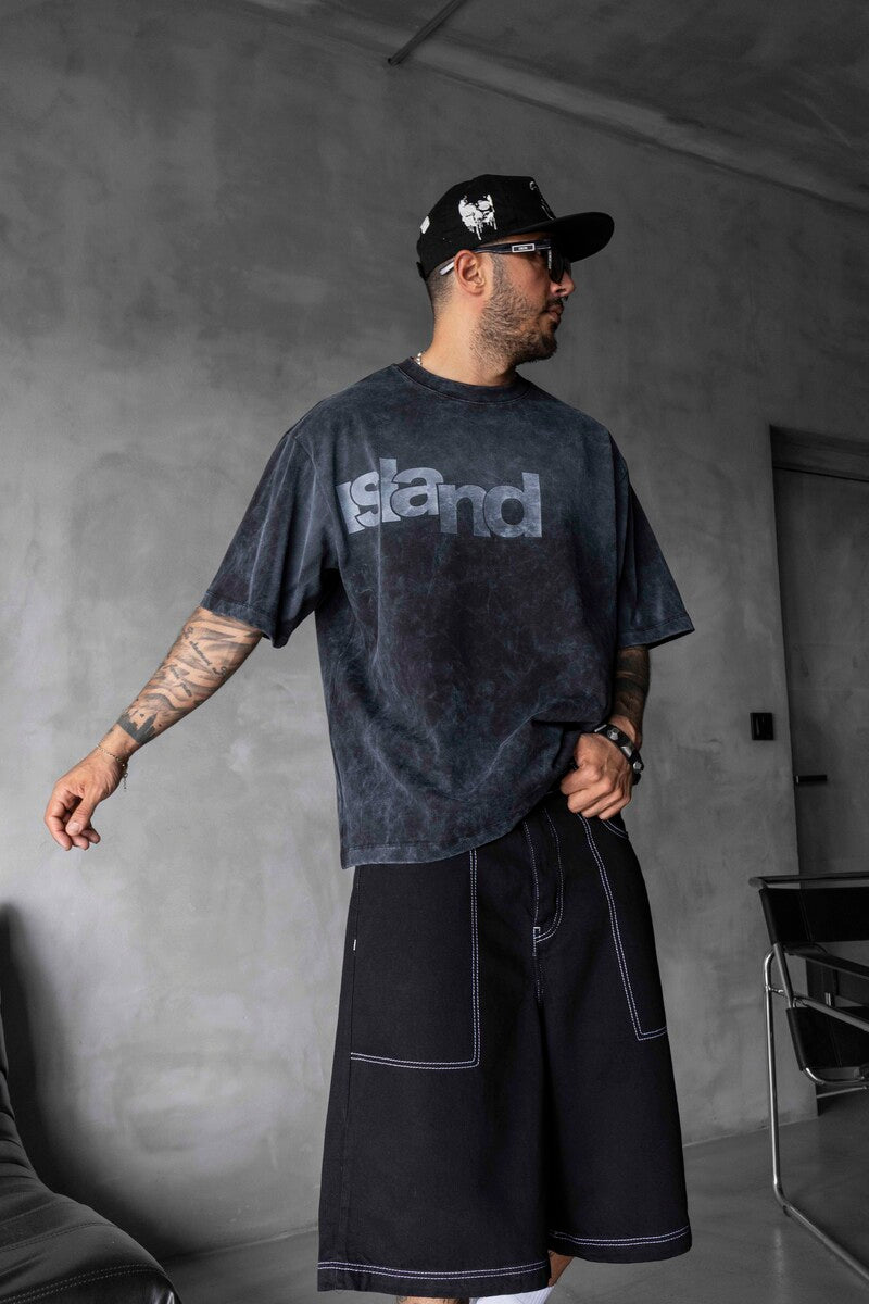 Black Island Printed Black T-shirt 1898