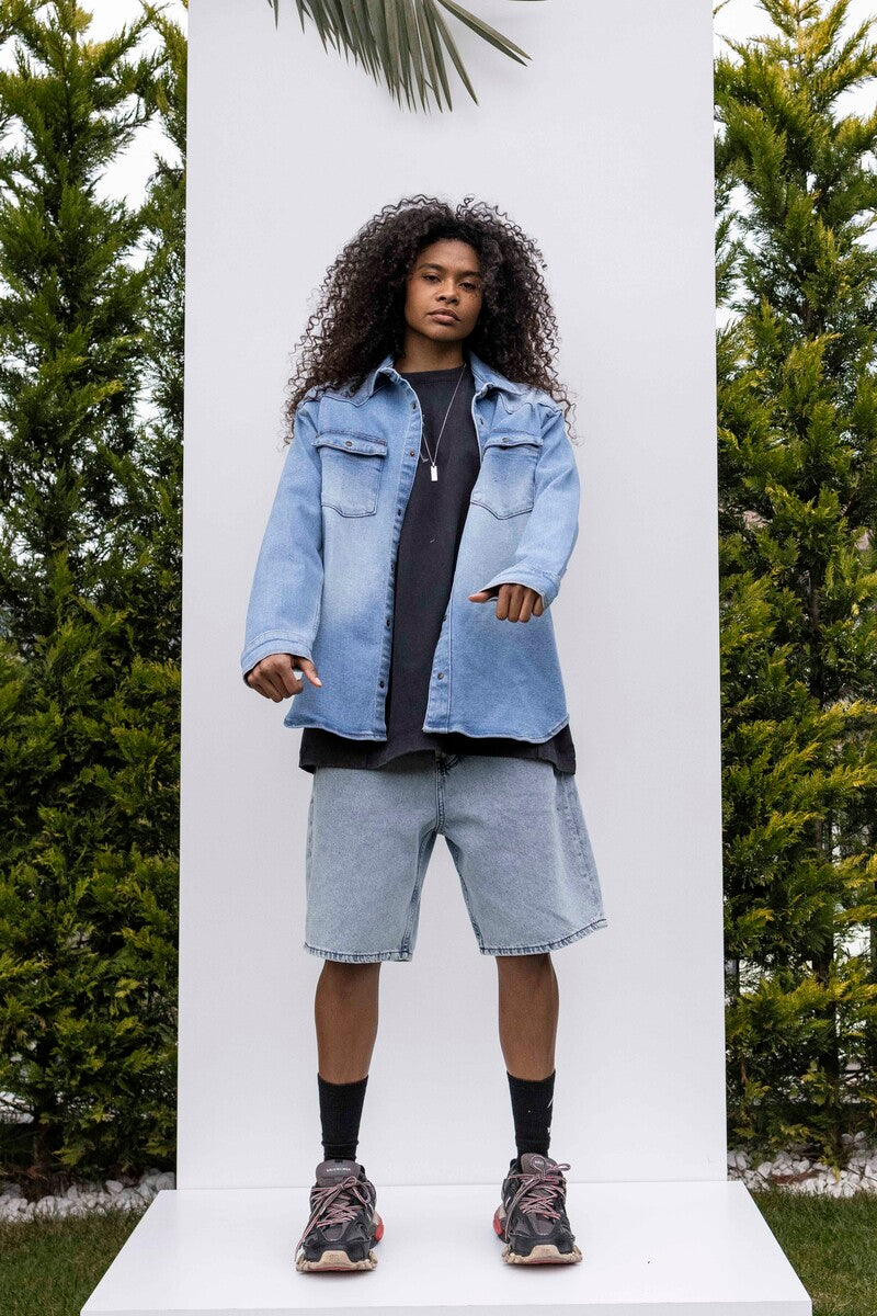 BLACK ISLAND PRINTED DENIM JACKET BLUE 17124