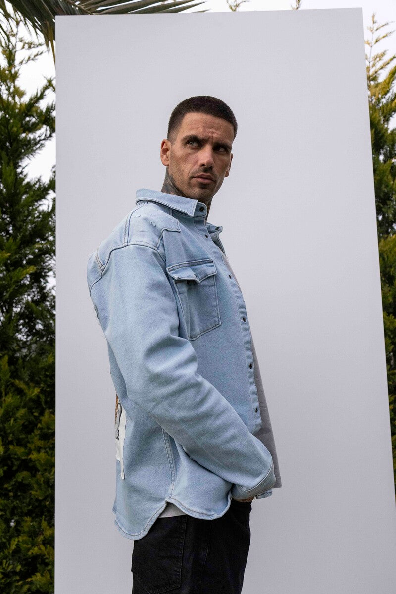 BLACK ISLAND PRINTED DENIM JACKET BLUE 17127